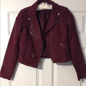 Plum suede biker jacket